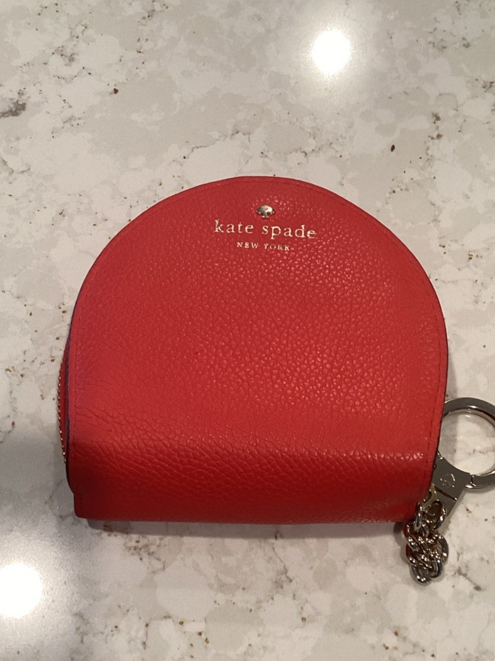 kate spade Red Pebbled Leather Coin Pouch with Keyring